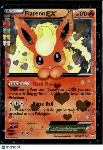 2016 Generations Flareon EX Holo Rare FA #RC6/RC32