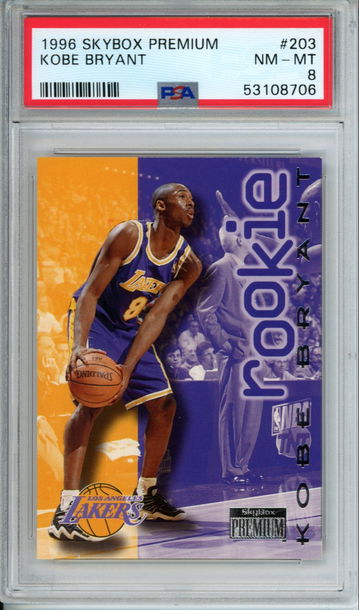 KOBE BRYANT 1996 Skybox Premium #203 ROOKIE Card PSA 8 NM-MT Lakers HOF Mamba