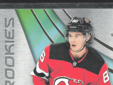 2020 Upper Deck SP Game Used Hockey Jack Hughes New Jersey Devils Trading Card Jersey /599 #200