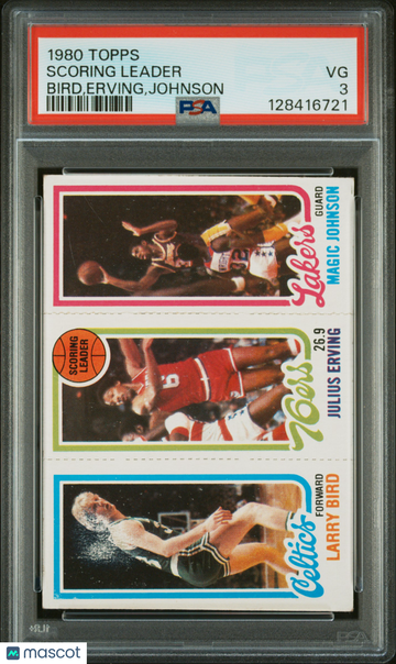 1980 Topps Scoring Leader Bird,Erving,Johnson PSA 3