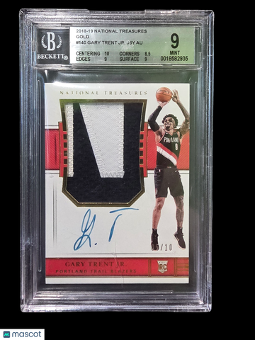 2018 Panini National Treasures Gold Gary Trent Jr. JSY #140 BGS 9 Auto 9