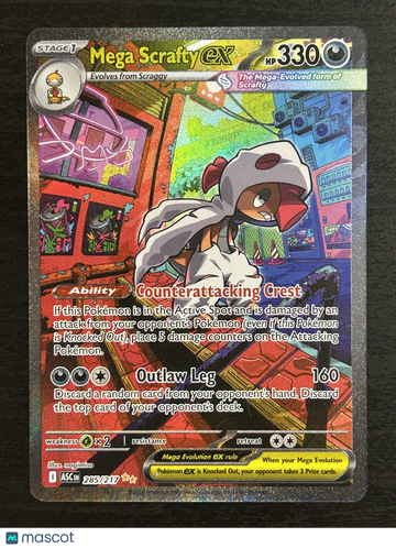 2026 Mega Evolution – Ascended Heroes Mega Scrafty EX Holo Secret Rare SAR #285/217