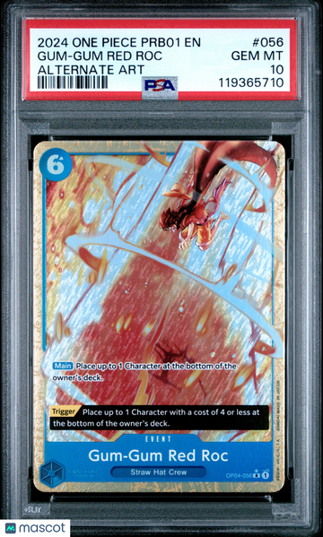 2024 One Piece Prb01-Premium Booster -One Piece Card The Best- Gum-Gum Red Roc Alternate Art PSA 10 #056