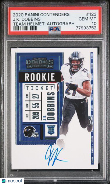 2020 Panini Contenders J. K. Dobbins #123 Variation Autograph PSA 10