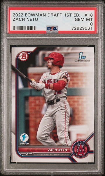 2022 Bowman Draft First Edition Zach Neto #18 PSA 10
