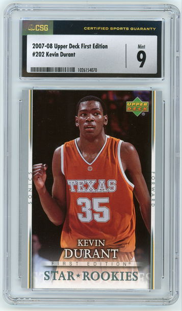 KEVIN DURANT 2007-08 Upper Deck First Edition Rc #202 CSG 9