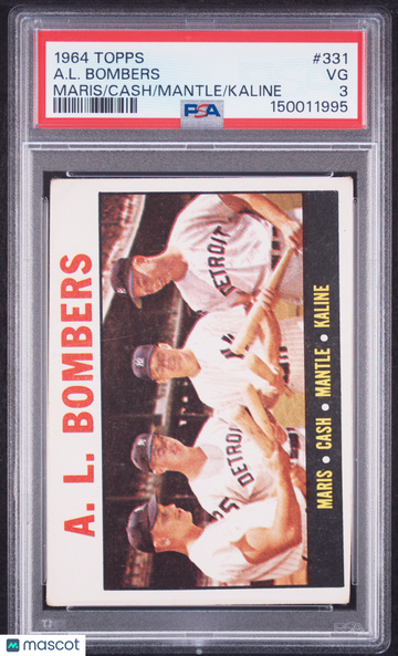 1964 Topps A. L. Bombers #331 Maris Cash Mantle Kaline PSA 3