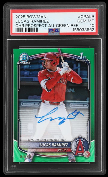 2025 Bowman Chrome Lucas Ramirez Prospect Autograph Green Refractor PSA 10