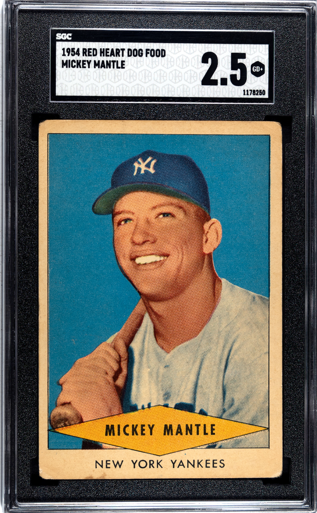 1954 Red Heart Dog Food  Mickey Mantle  SGC 2.5