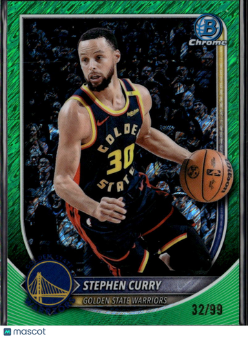Stephen Curry 2025 Topps Bowman Chrome Green RayWave /99 Golden State Warriors