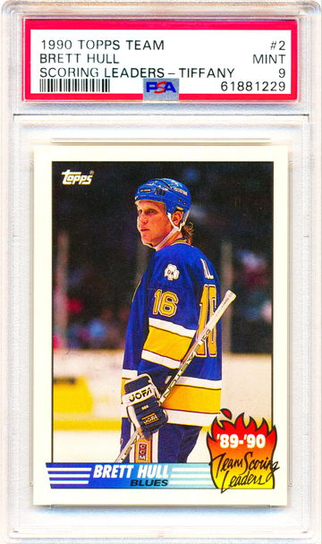 1990 Topps Tiffany #2 Brett Hull Scoring Leaders PSA 8 LOW POP 8!