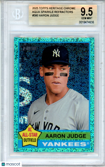 2025 Topps Heritage Chrome Aqua Sparkle Refractors Aaron Judge #380 BGS 9.5
