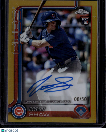 2025 Topps Chrome Matt Shaw #RA-MS Gold Refractor /50 RC