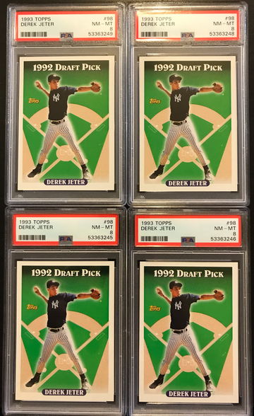 Lot of 4 - 1993 Topps Derek Jeter PSA 8 NM-MT (ALL FOUR) 