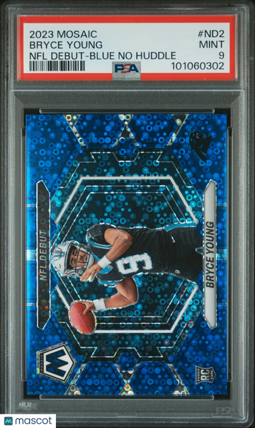 2023 Panini Mosaic NFL Debut Bryce Young #ND2 Blue No Huddle PSA 9