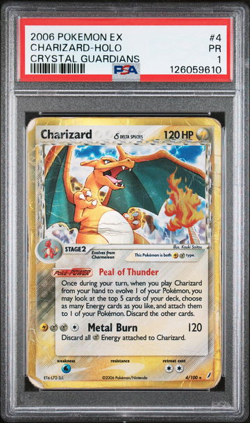 2006 Pokemon Ex Crystal Guardians Holo Charizard #4 PSA 1
