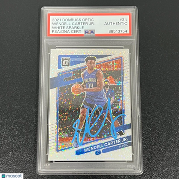 2021 Panini Donruss Optic Wendell Carter JR. #24 White Sparkle PSA A Auto A