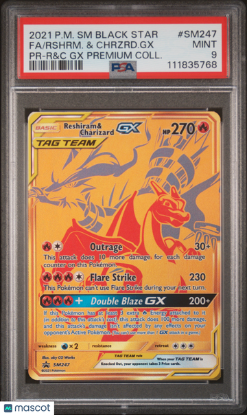 2021 Pokemon SM Black Star Promo Rshrm. & Chrzrd. GX PR-R&C GX Premium Coll. Fa PSA 9 #SM247