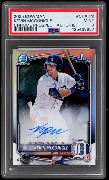 2025 Bowman Chrome Kevin Mcgonigle Prospect Autograph Refractor PSA 9