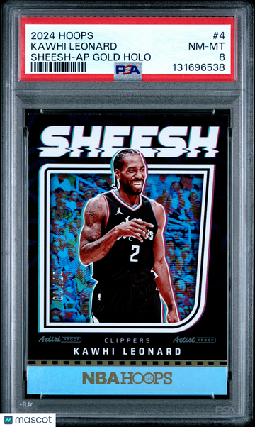2024 Panini NBA Hoops Sheesh Kawhi Leonard #4 Ap Gold Holo PSA 8