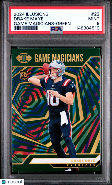 2024 Panini Illusions Game Magicians Drake Maye #22 Green PSA 9