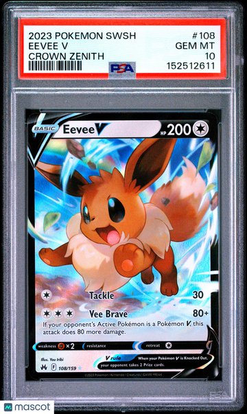 2023 Pokemon Sword And Shield Crown Zenith Eevee V Crown Zenith PSA 10 #108