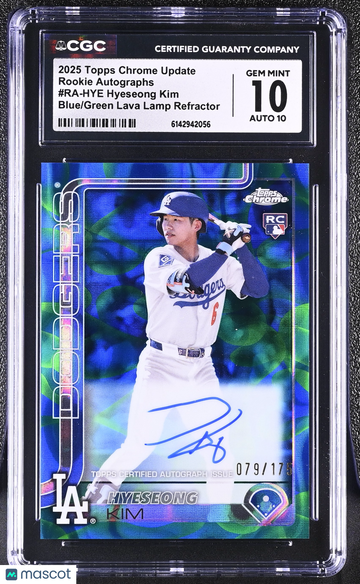 2025 Topps Chrome Update Hyeseong Kim #RA-HYE Blue/Green Lava Lamp Refractor 079/175 Rookie Autographs CGC 10 Auto 10