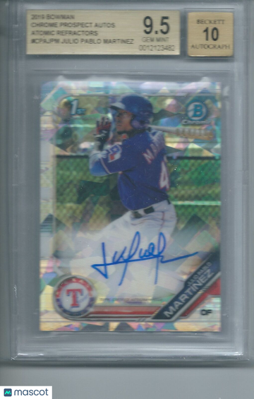 2019 Bowman Chrome Prospect Autographs Atomic Refractors Julio Pablo Martinez #CPAJPM BGS 9.5 Auto 10