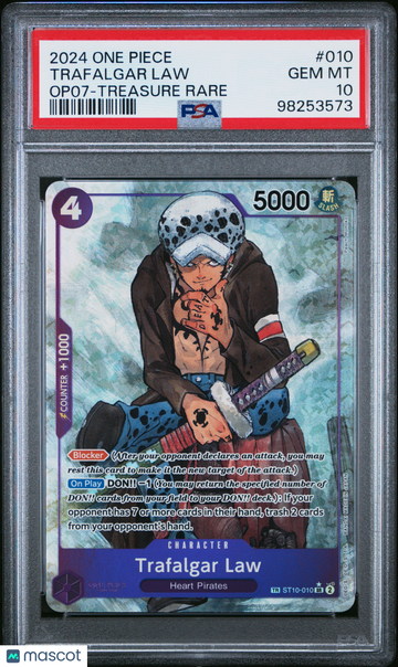 2024 One Piece Op07-500 Years In The Future Trafalgar Law Treasure Rare PSA 10 #010