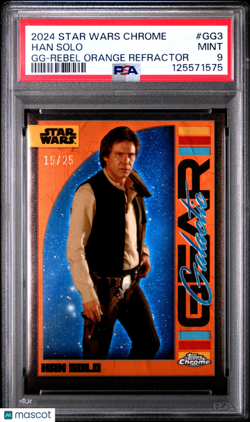 2024 Topps Chrome Star Wars Galactic Gear Han Solo / Insert Refractor Short Print Parallel/Variety #GG3 PSA 9