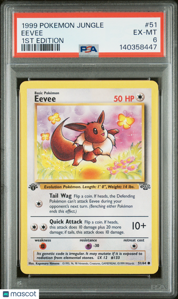 1999 Pokemon Jungle Eevee 1st Edition PSA 6 #51