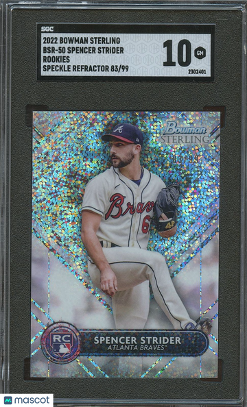 2022 Bowman Spencer Strider #BSR-50 RK. Speckle Refractor 99 Rookie SGC 10