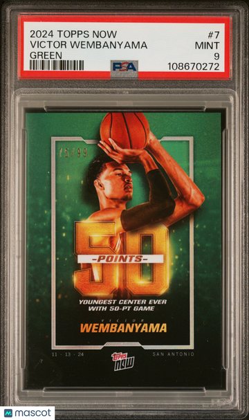 2024 Topps Now Victor Wembanyama #7 Green /99 PSA 9