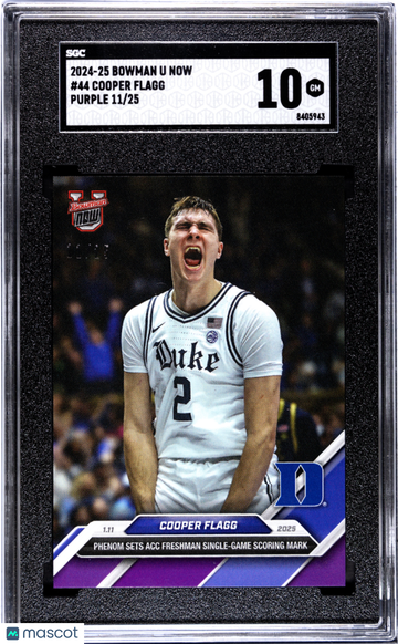 2024 Bowman U Now Cooper Flagg #44 Purple SGC 10