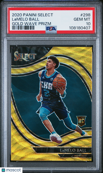 2020 Panini Select Lamelo Ball #298 Gold Wave Prizm Courtside Rookie RC PSA 10