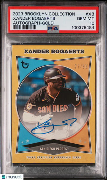 2023 Topps Brooklyn Collection Autograph Xander Bogaerts #XB Gold /50 PSA 10