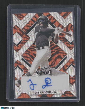 2022 LEAF METAL BASEBALL JOSE RODRIGUEZ #BA-JR1 TIGER PRINT AUTO /4 SN,AU,/4