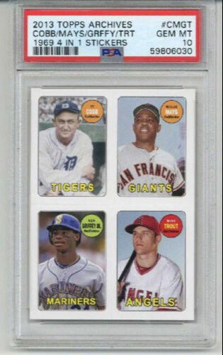 2013 TOPPS ARCHIVES #CMGT TY COBB WILLIE MAYS KEN GRIFFEY JR MIKE TROUT PSA 10