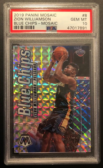 Zion Williamson 2019 Panini Mosaic Blue Chips PSA 10