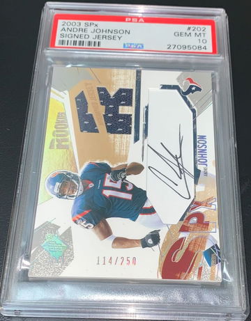2003 SPx Andre Johnson #202 SIGNED JERSEY PSA 10 /250
