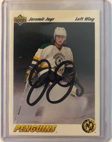 1991-92 Upper Deck NHL - Jaromir Jagr Card #42 - Authentic Autograph - Near Mint