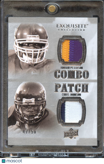 2010 Upper Deck Exquisite Collection Chris Johnson Adrian Peterson #E2P-PJ /50 Event-Used Memorabilia Combo Patch Game-U