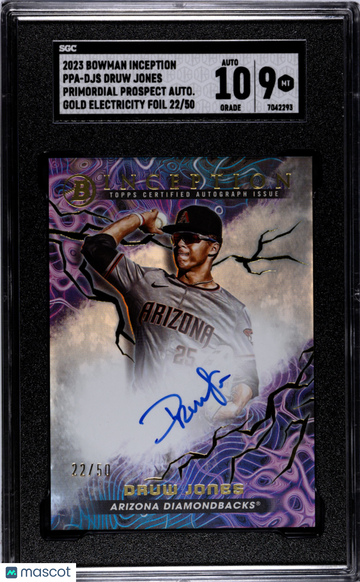 2023 Bowman Inception Druw Jones #PPA-DJS Primordial Prospect Autograph Gold Electricity Foil SGC 9 Auto 10
