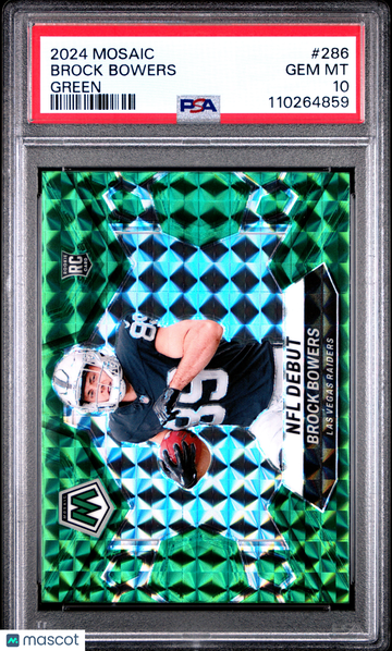 2024 Panini Mosaic Brock Bowers #286 Green PSA 10