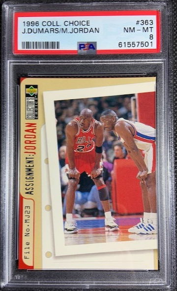 1996 Collectors Choice Michael Jordan vs Joe Dumars #363 PSA 8 NM-MINT Bulls