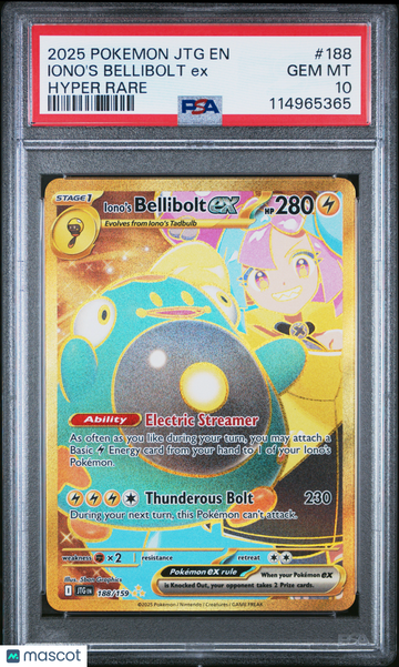 2025 Pokemon JTG EN-Journey Together Iono's Bellibolt EX Hyper Rare PSA 10 #188
