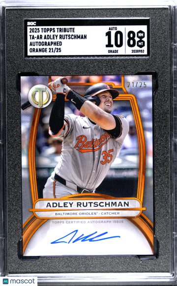 2025 Topps Tribute Adley Rutschman #TA-AR Autograph Orange SGC 8 Auto 10