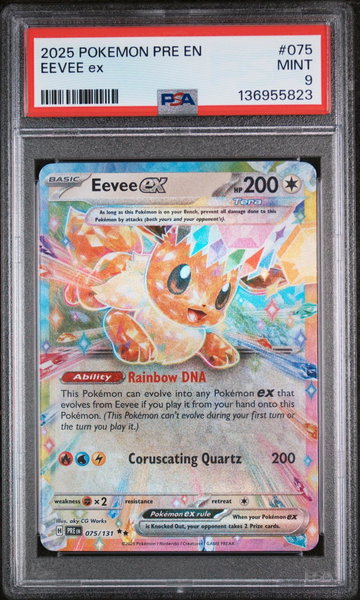 2025 Pokemon Scarlet and Violet Prismatic Evolutions Eevee Ex #75 PSA 9