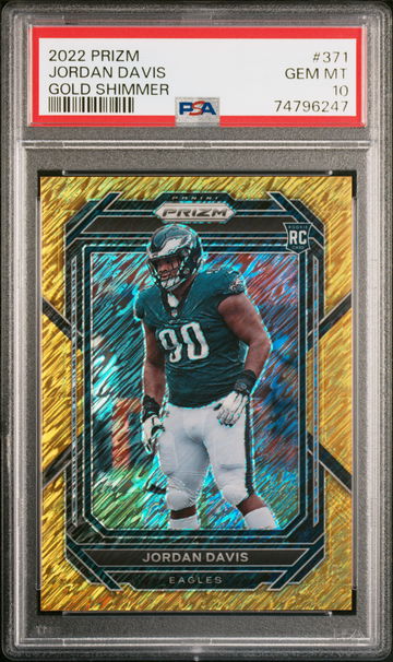 2022 Prizm #371 Jordan Davis Gold Shimmer /10 PSA 10