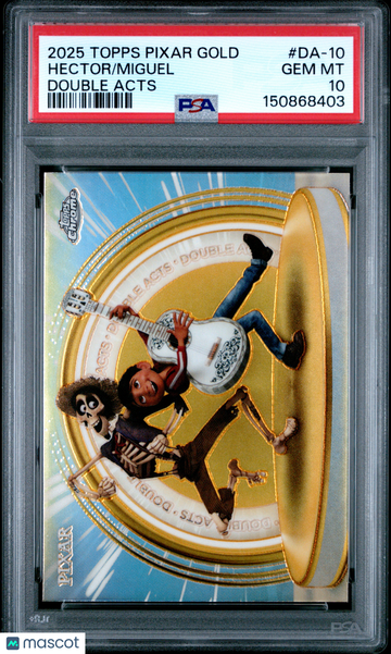Graded 2025 Topps Pixar Gold Golden Double Acts DA-10 Miguel Hector PSA 10